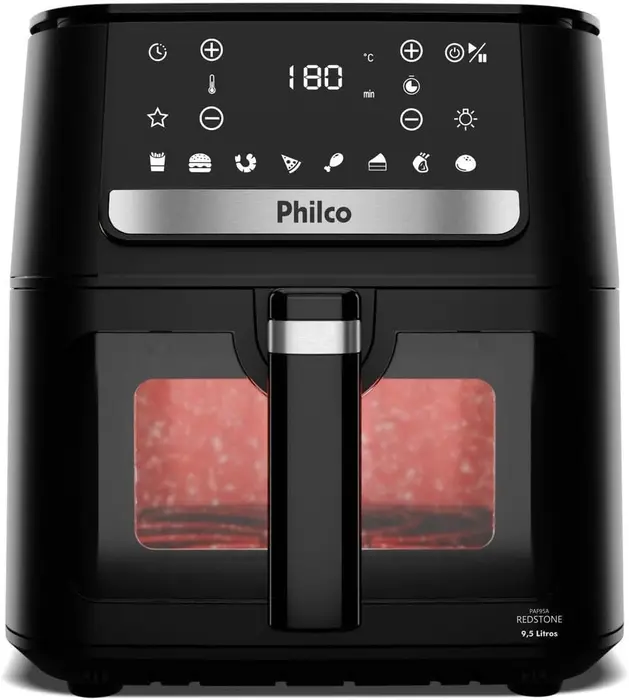 Fritadeira Air Fryer Digital Redstone 9,5L Preto Inox