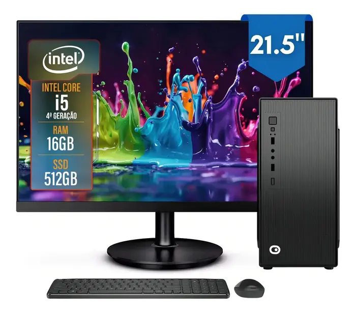 2Eletro Completo Top CD2E-0123TO - Intel Core i5, 16GB RAM, SSD 512GB, Monitor 21.5" Full HD