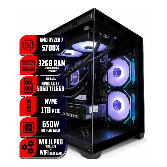 Pc Gamer Uzumaki Ryzen 7 5700x, Rtx 5060 Ti 16gb, 32gb, 1tb
