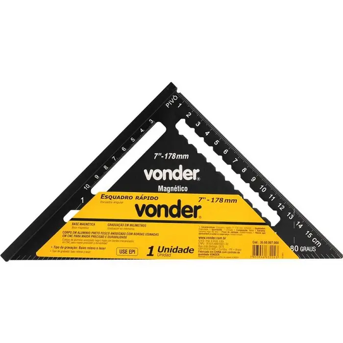 Esquadro Rápido 7″ – 28cm Alumínio Vonder