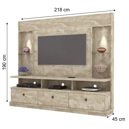 Estante Home Theater Dinamarca Rovere Cod 902919