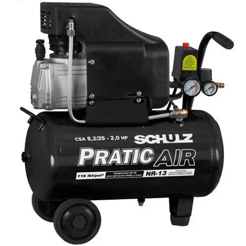 Compressor de Ar baixa pressão 8,2 pés 22 Litros Monofásico – CSA8,2/25 – PRATIC AIR