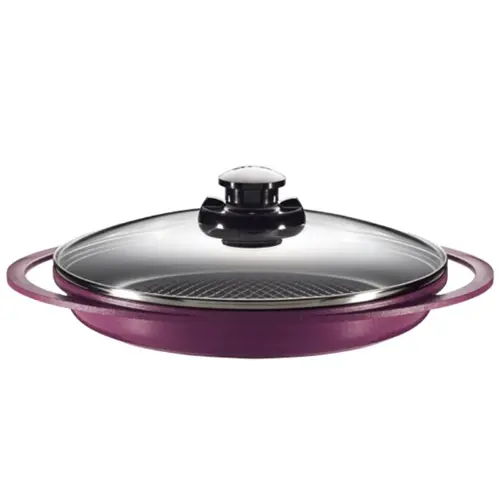 Grill Cerâmico Com tampa de Vidro 28cm Cerâmica 1,6 Litros