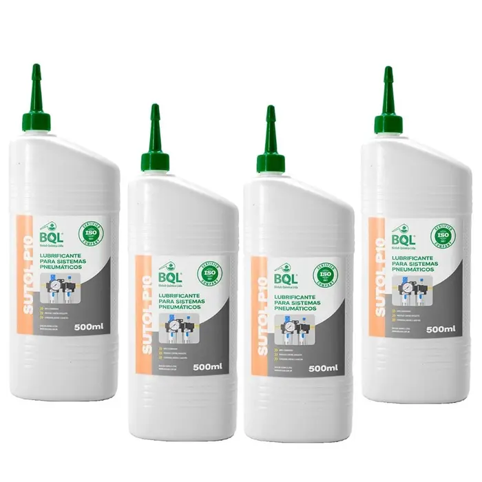 Kit com 4 Óleos Lubrificante Sutol P10 500ml para Sistemas Pneumáticos BIOLUB-K7687