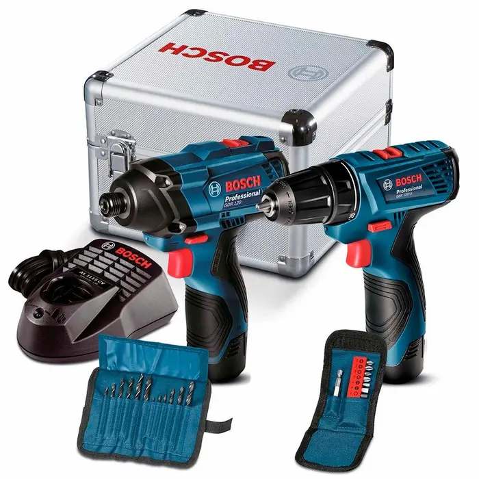 Combo Chave Parafusadeira de Impacto GDR 120-LI + Furadeira/Parafusadeira GSR 120-LI com 2 Bat. Lition, Carregador, Maleta + Acessórios BOSCH-06019F00