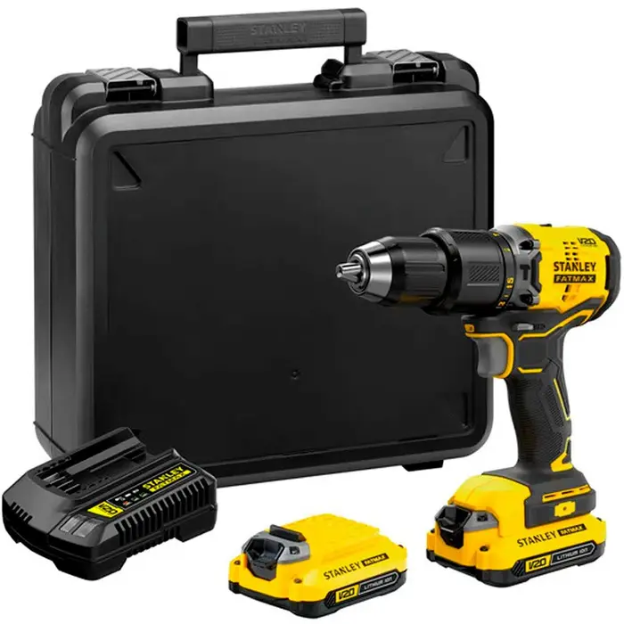 Parafusadeira/Furadeira de Impacto 13mm à Bateria 20V 1,5Ah Max Brushless com Carregador, 2 Baterias e Maleta STANLEY-SBD715C2K-BR