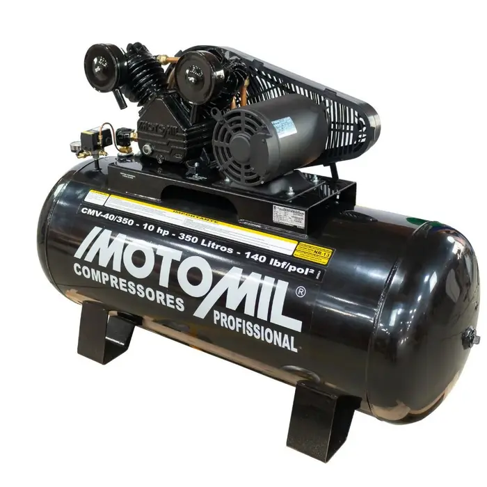 Compressor de Ar 40 Pés 350L 10HP 220/380V Trifásico MOTOMIL-CMV-40/350